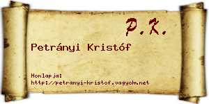 Petrányi Kristóf névjegykártya